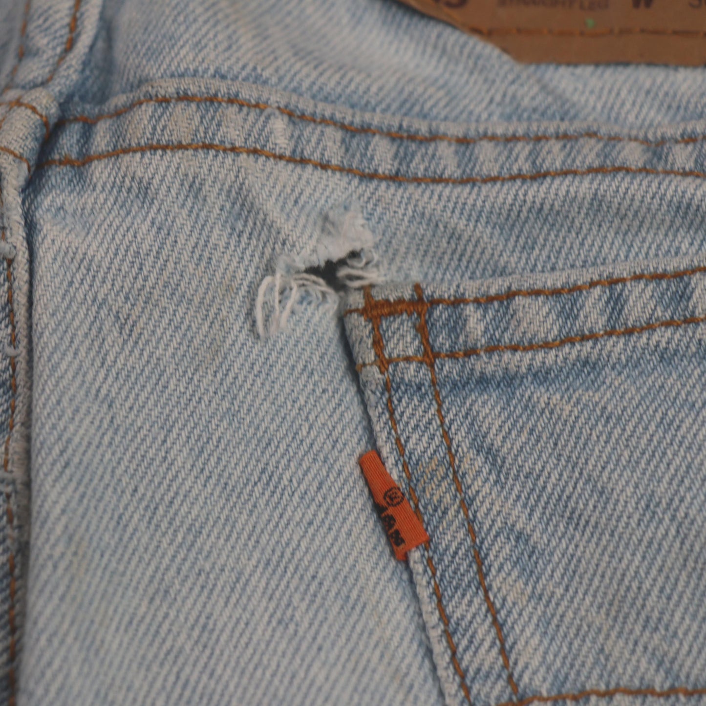 Levi's 505 Orange Tab W34 L29 Straight Leg Regular Fit Blue Denim Jeans