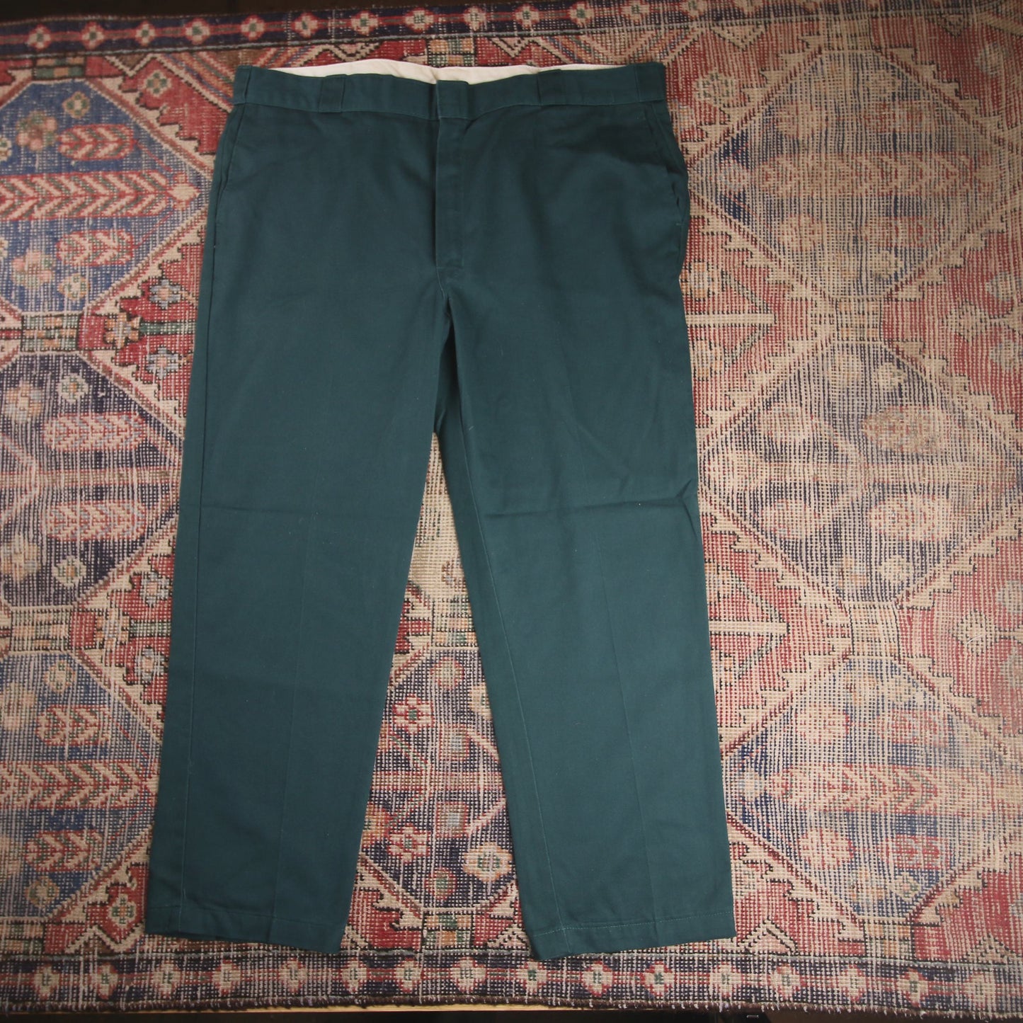 Dickies W44 L28 Straight Leg Green Cotton Blend Trousers