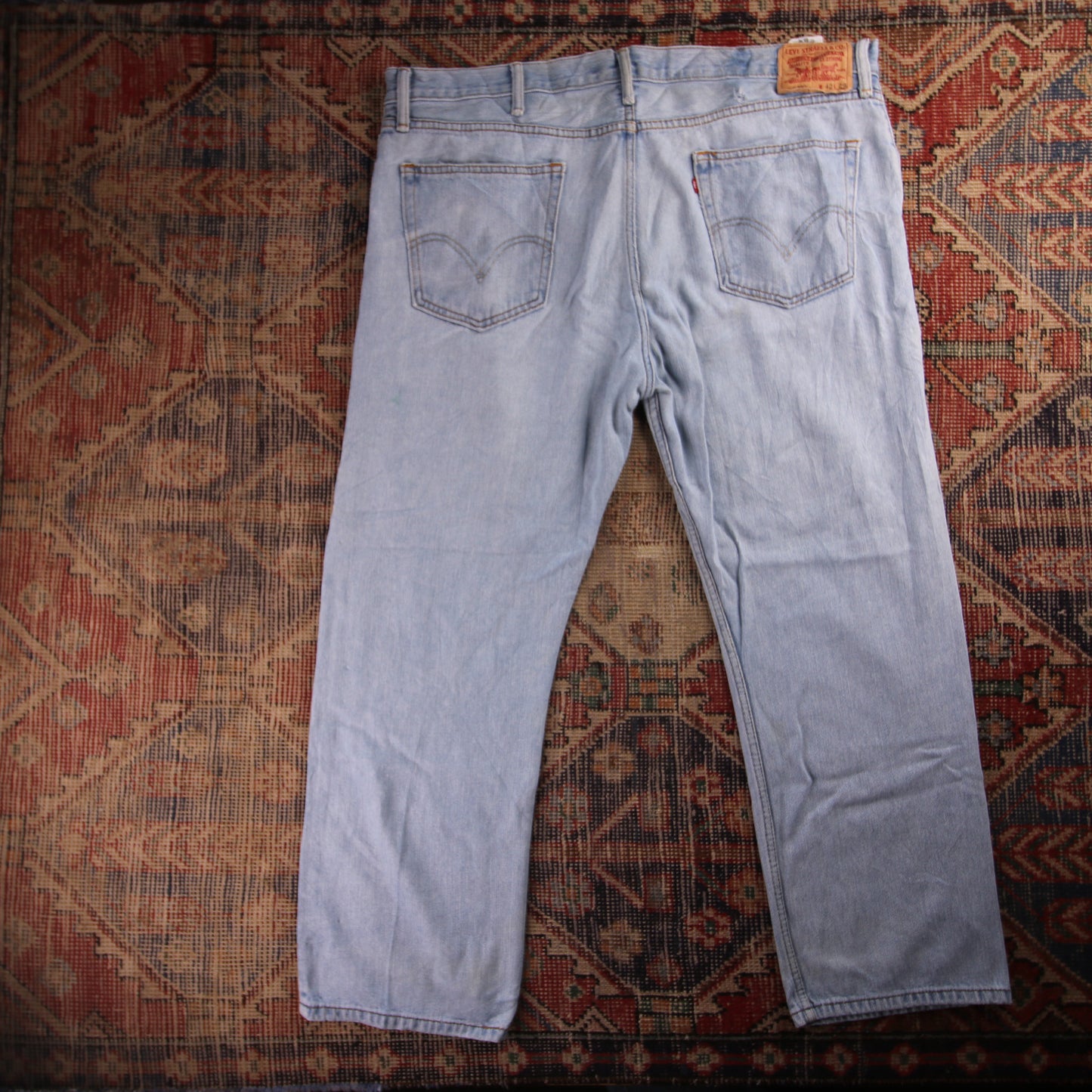 Levi's 505 Red Tab W42 L29 Straight Leg Regular Fit Blue Denim Jeans