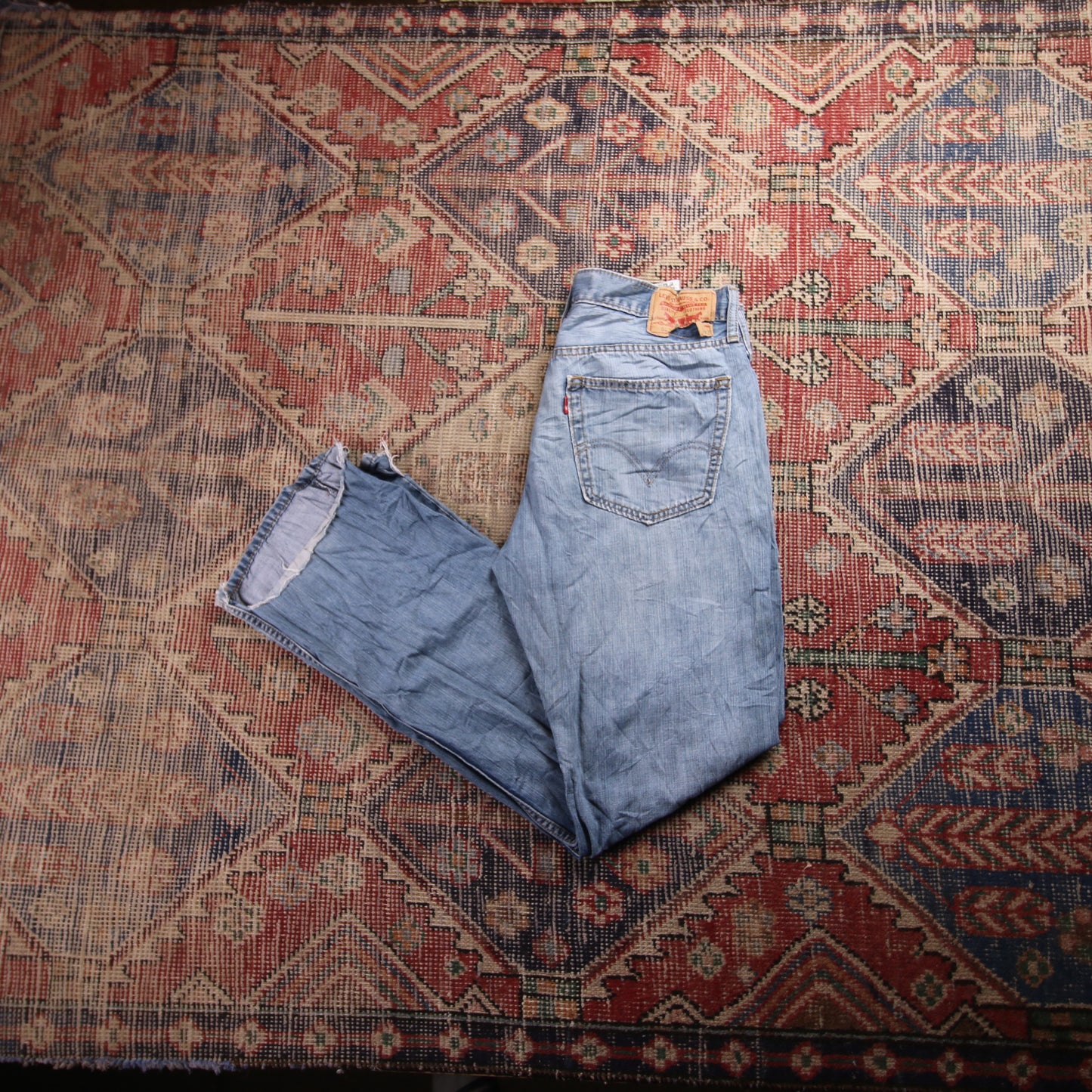 Levi's 527 W34 L31 Bootcut Classic Ripped Style Blue Denim Jeans