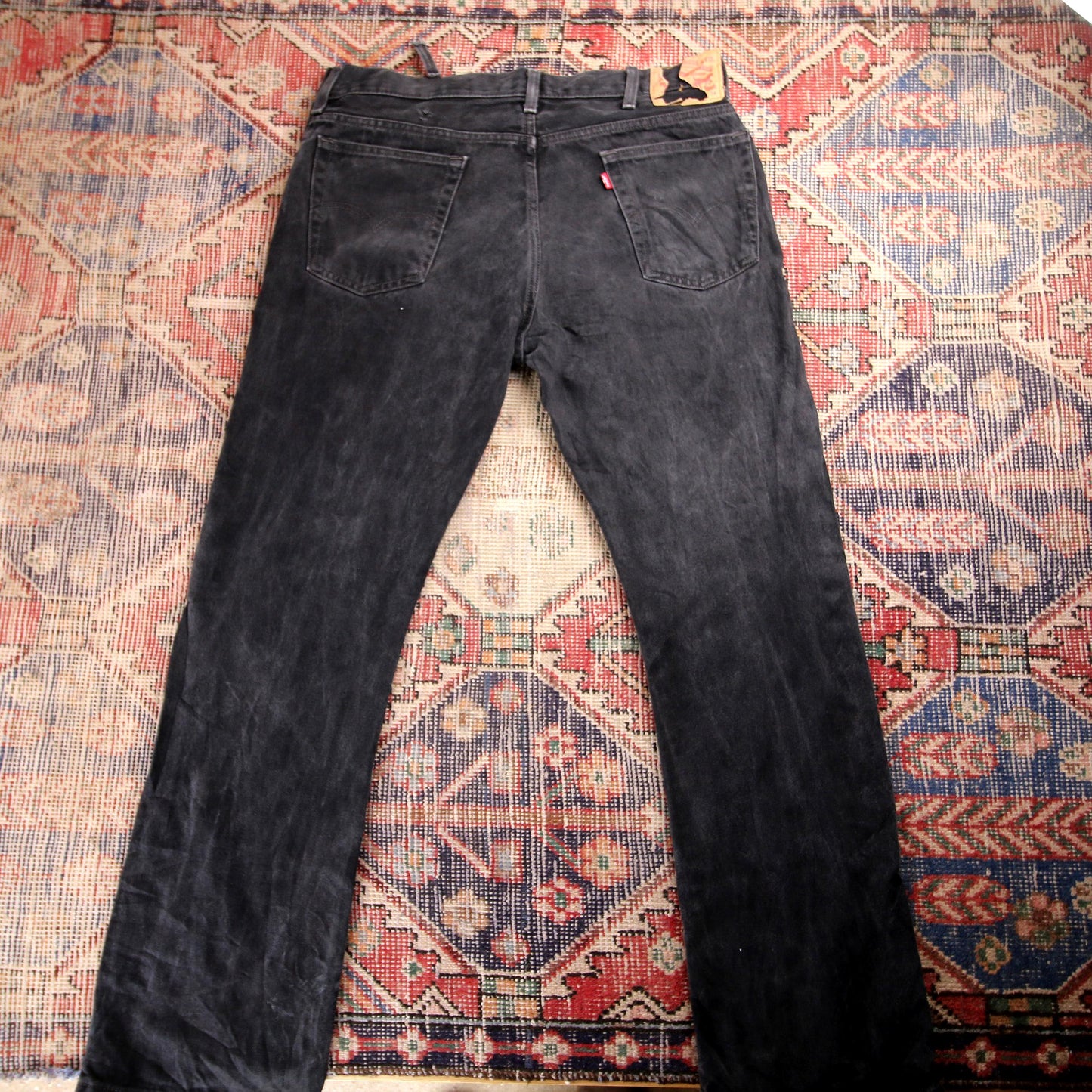 Levi's W36 L32 Straight Leg Loose Fit Black Denim Jeans