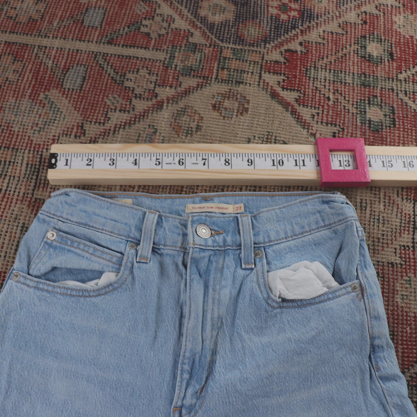 Levi's Red Tab W26 L28 Straight Leg High Waisted Blue Denim Jeans