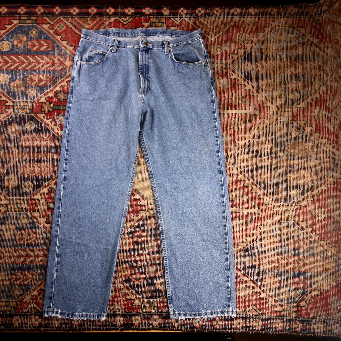 Wrangler W36 L30 Straight Leg Loose Fit Blue Denim Jeans