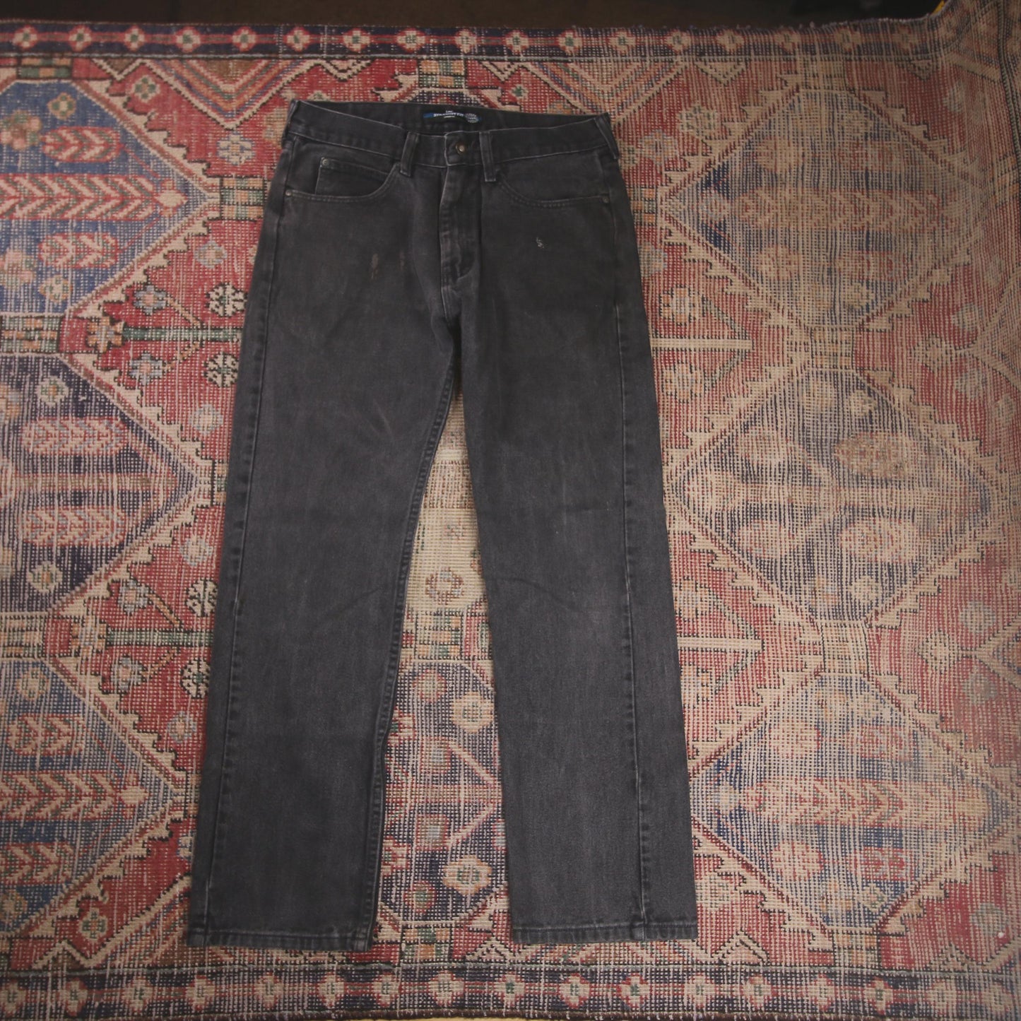 Lee W32 L29 Straight Leg Loose Fit Black Denim Jeans