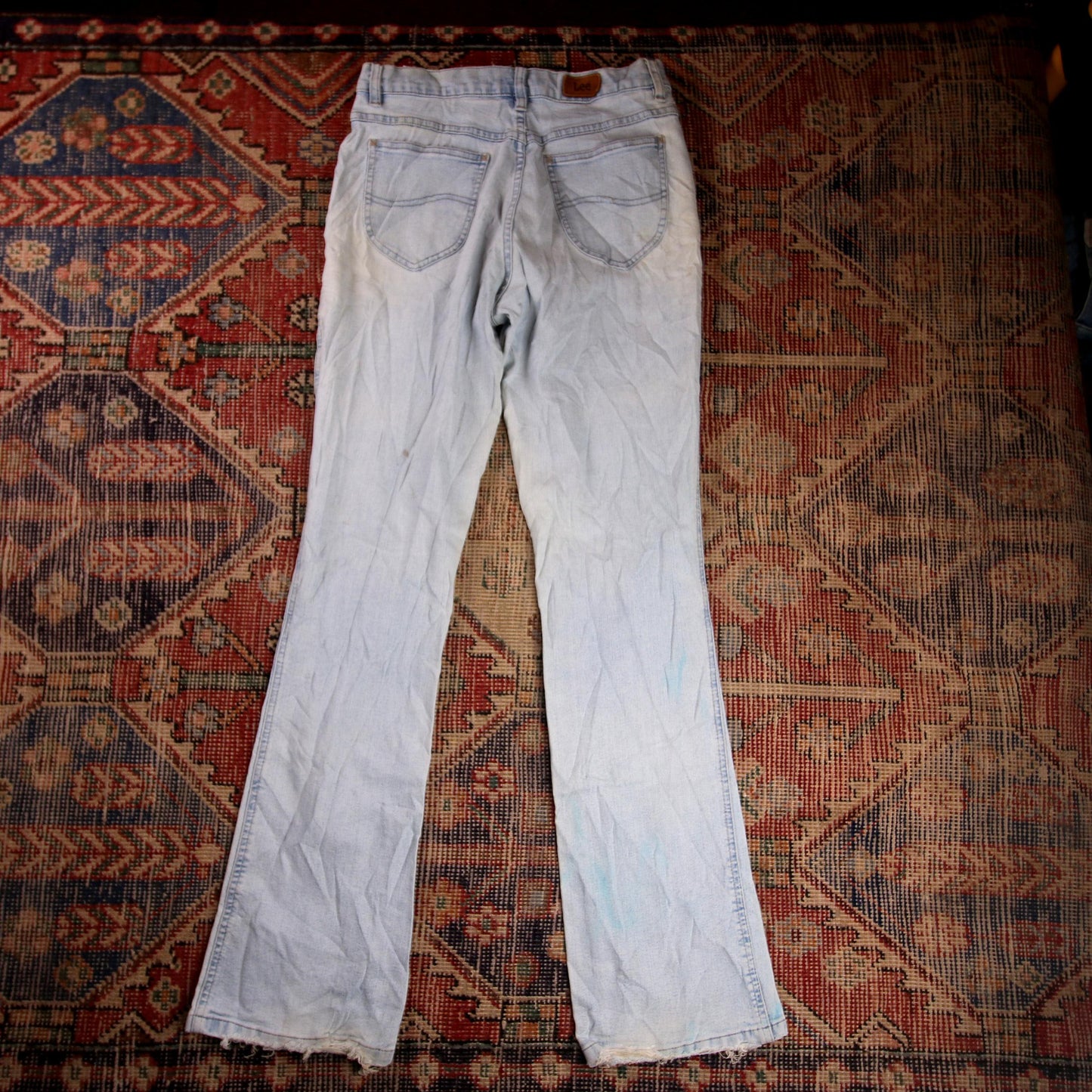 Lee W30 L32 Straight Leg Relaxed Fit Classic Ripped Style Blue Denim Jeans
