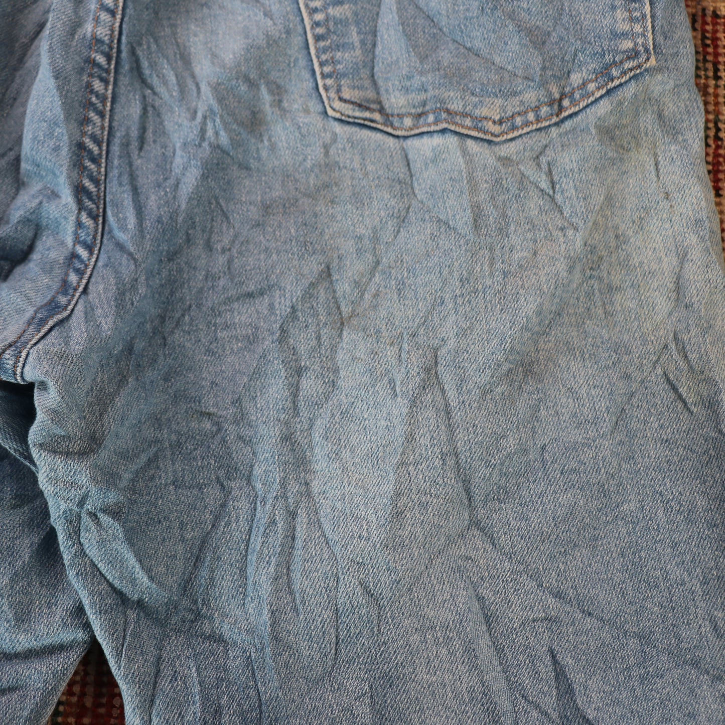 Wrangler W34 L30 Straight Leg Relaxed Fit Distressed Style Blue Denim Jeans