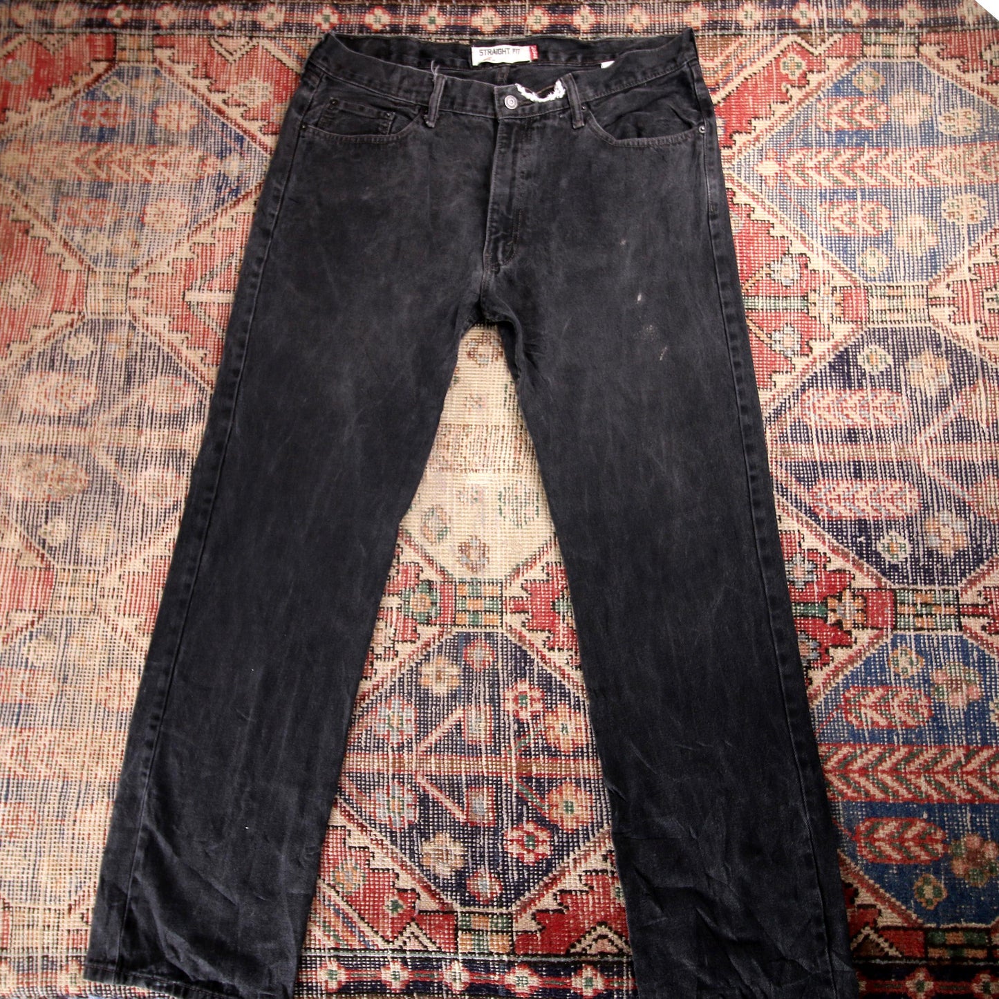 Levi's 505 W38 L33 Straight Leg Regular Fit Black Denim Jeans