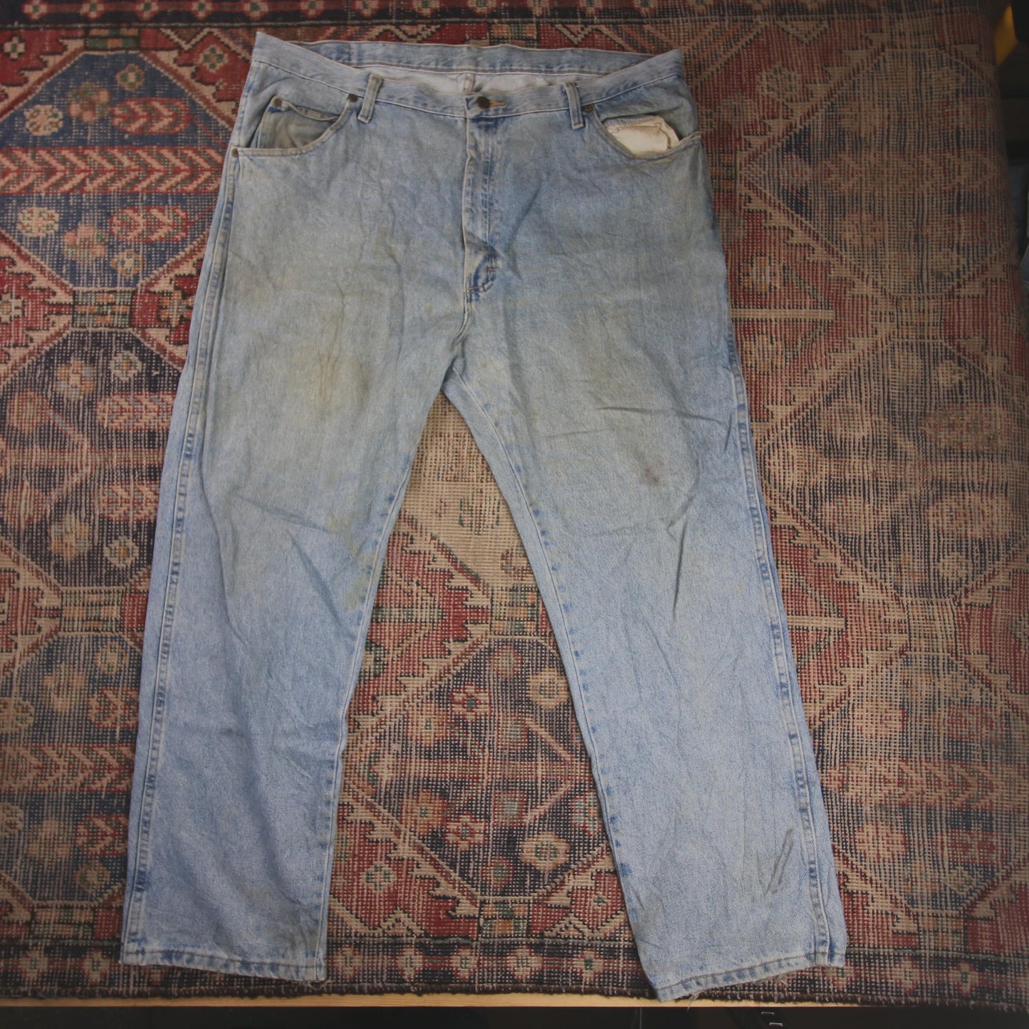 Wrangler W42 L30 Straight Leg Relaxed Fit Blue Denim Jeans