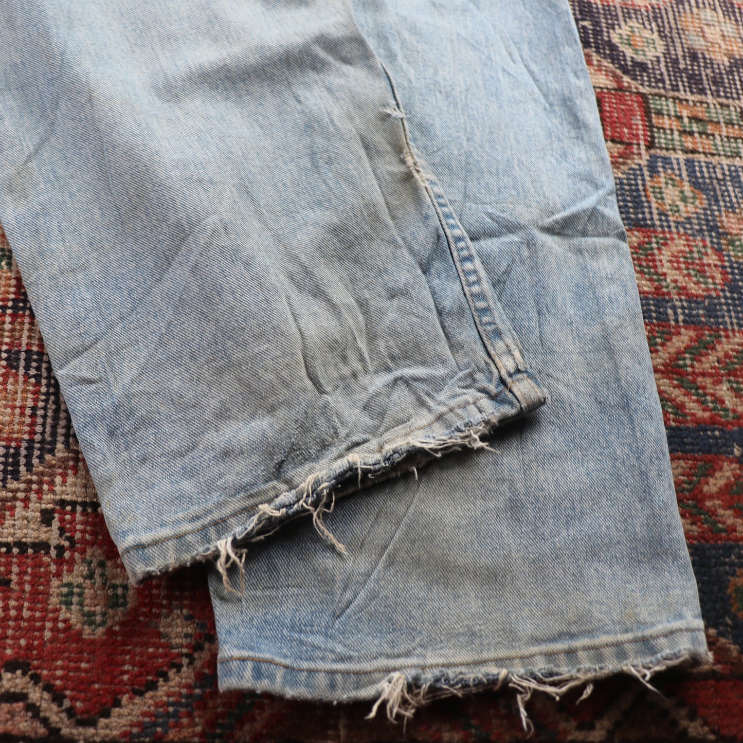Wrangler W44 L29 Baggy Classic Ripped Style Blue Denim Jeans