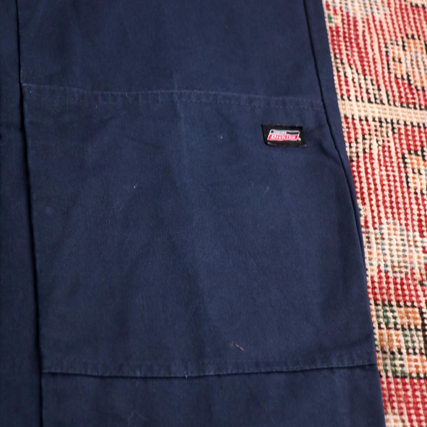 Dickies Double Knee W28 L28 Straight Leg Blue Cotton Blend Trousers