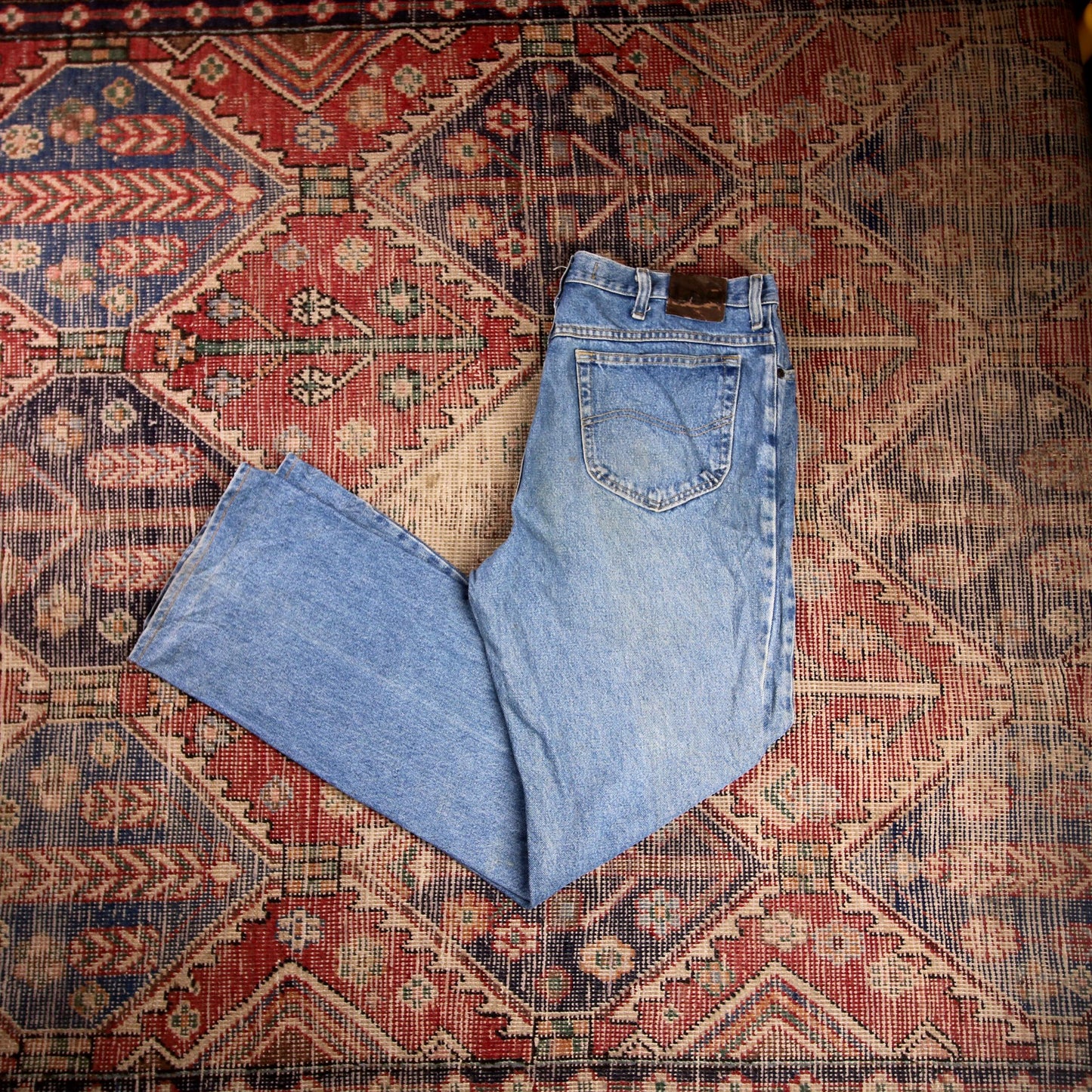 Lee W36 L32 Straight Leg Regular Fit Blue Denim Jeans