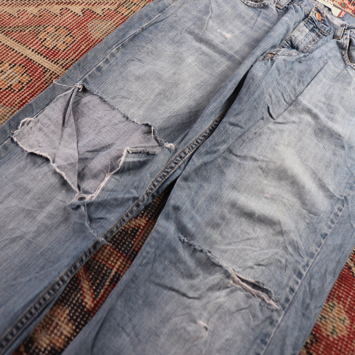 Levi's 527 W34 L31 Bootcut Classic Ripped Style Blue Denim Jeans