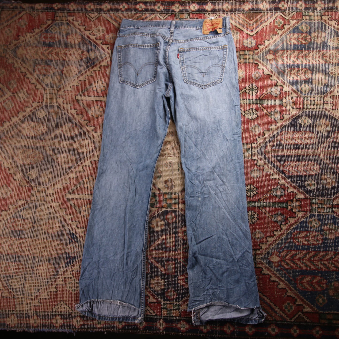 Levi's 527 W34 L31 Bootcut Classic Ripped Style Blue Denim Jeans