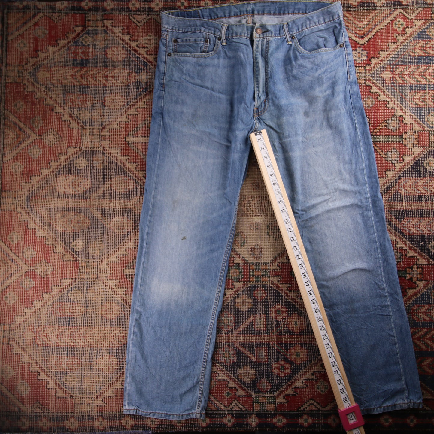 Levi's 505 Orange Tab W40 L31 Straight Leg Regular Fit Blue Denim Jeans