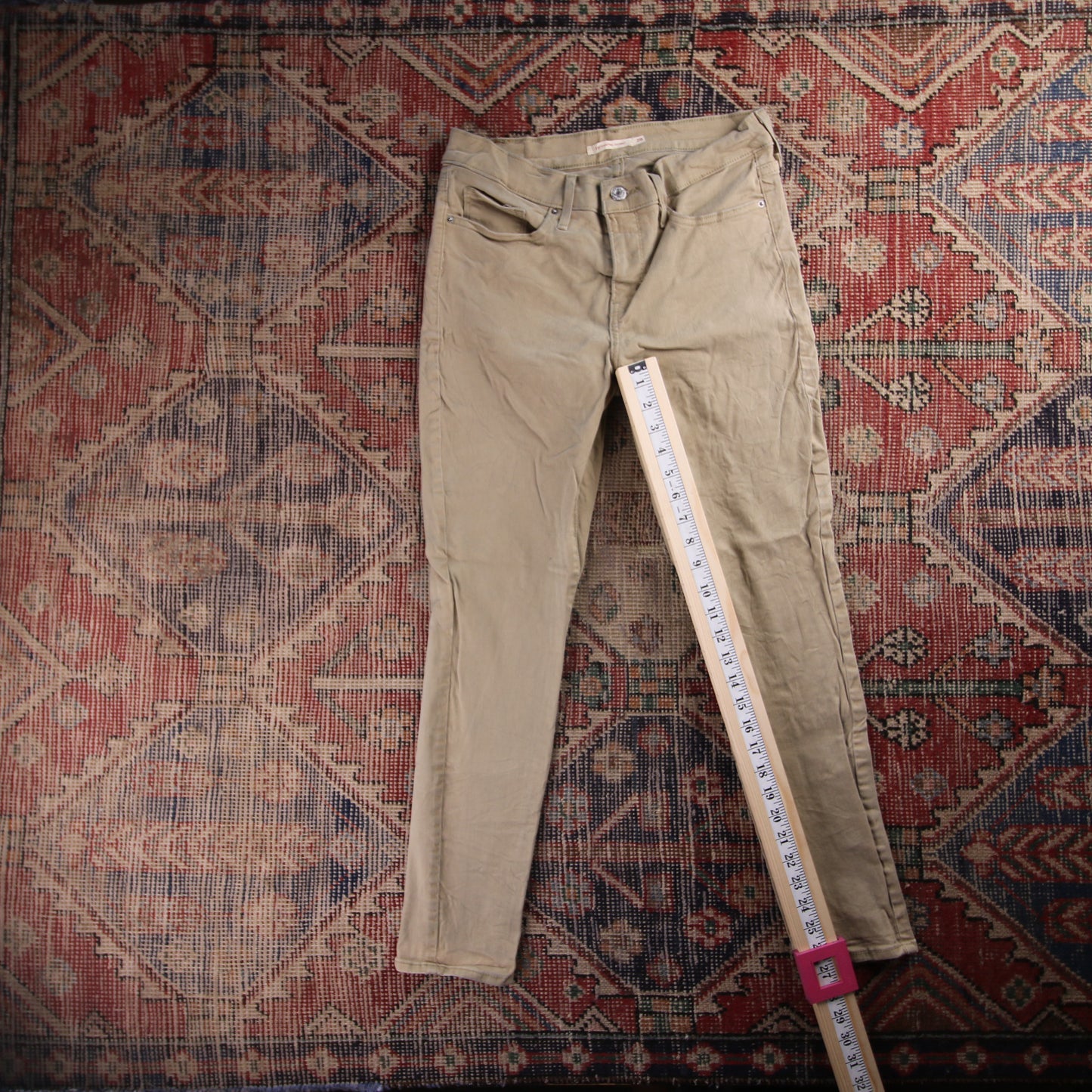 Levi's 721 White Tab W28 L27 Slim Fit Beige Denim Jeans