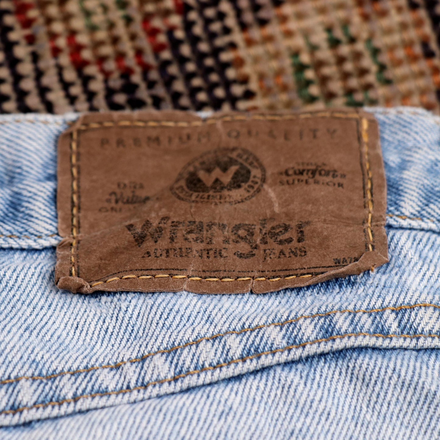 Wrangler W34 L29 Straight Leg Relaxed Fit Blue Denim Jeans