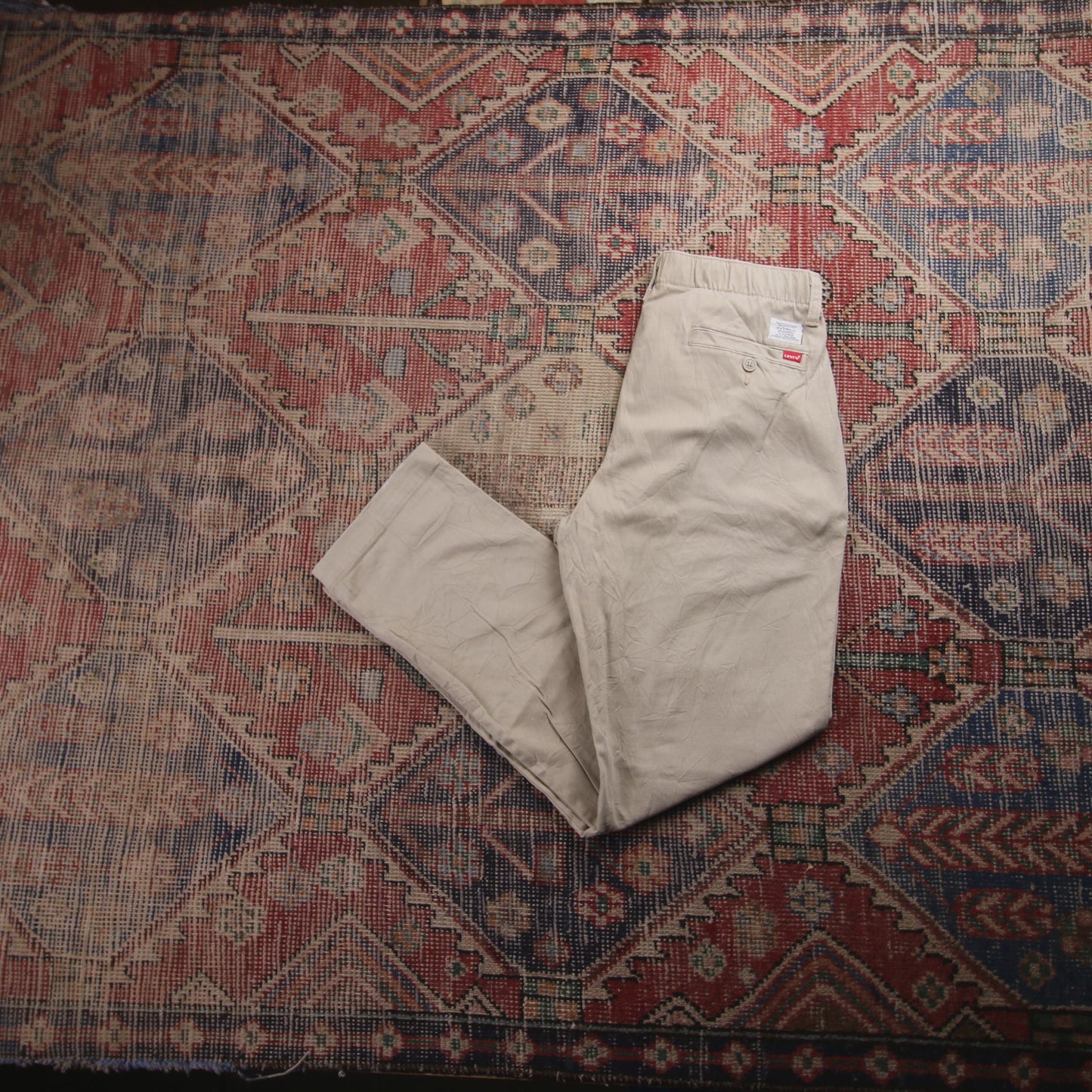 Levi's W28 L28 Tapered Leg Beige Cotton Blend Trousers