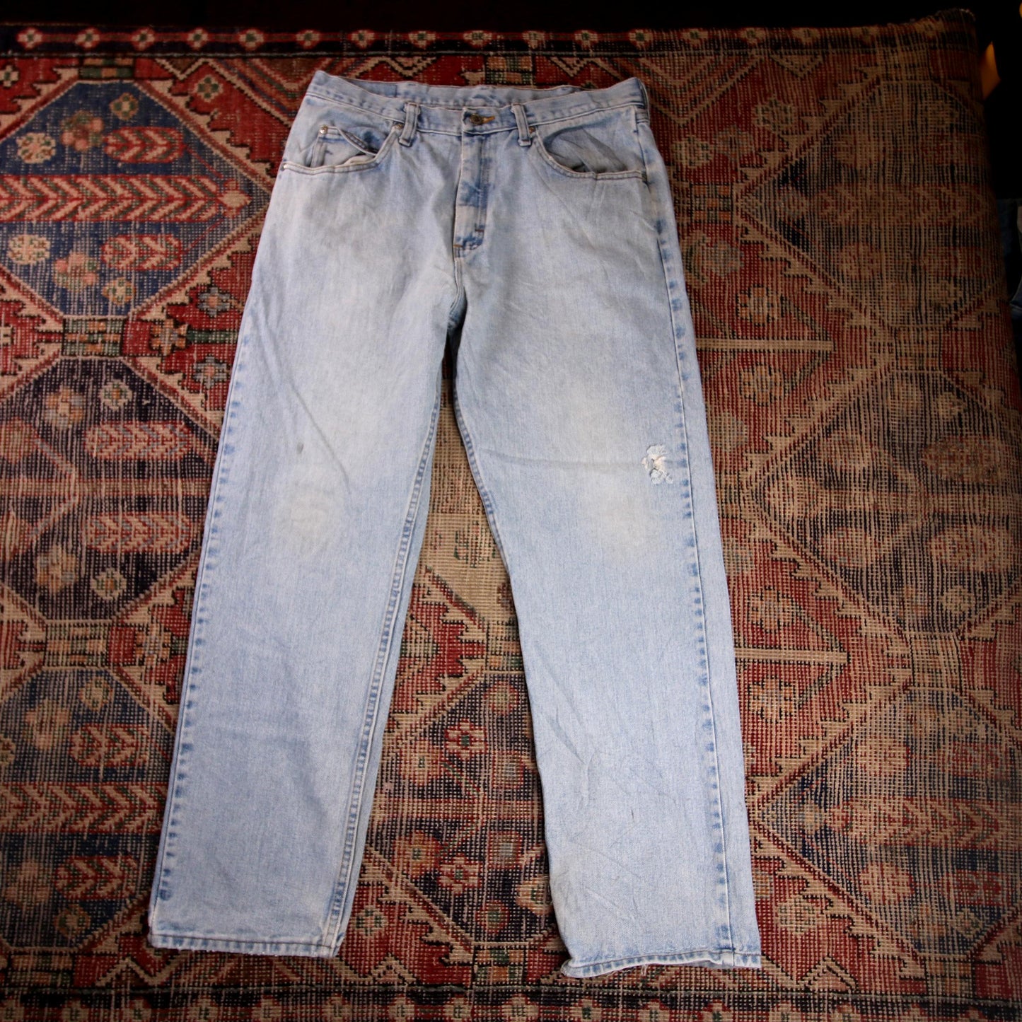 Wrangler W34 L30 Straight Leg Relaxed Fit Blue Denim Jeans