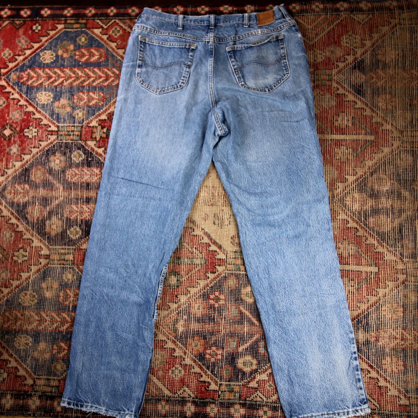 Lee W36 L32 Straight Leg Relaxed Fit Blue Denim Jeans