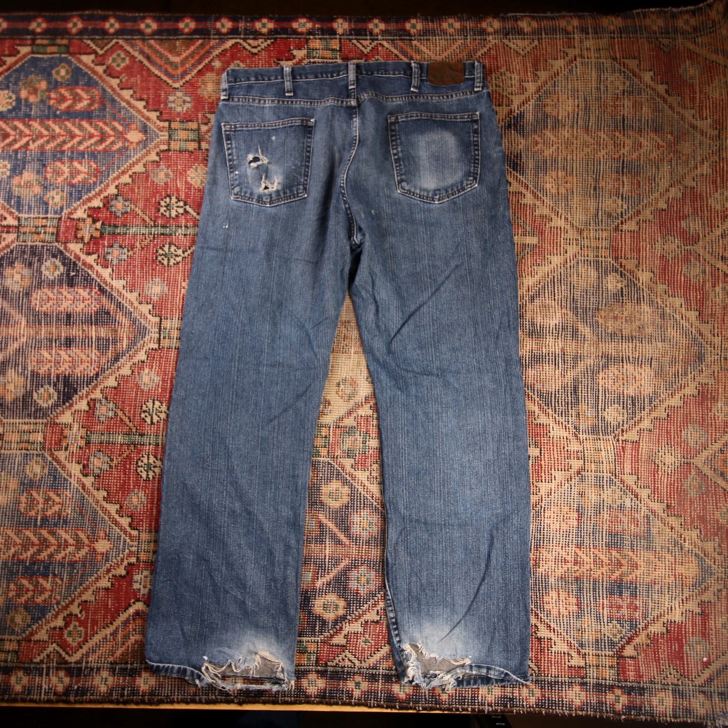 Wrangler W38 L30 Straight Leg Relaxed Fit Blue Denim Jeans