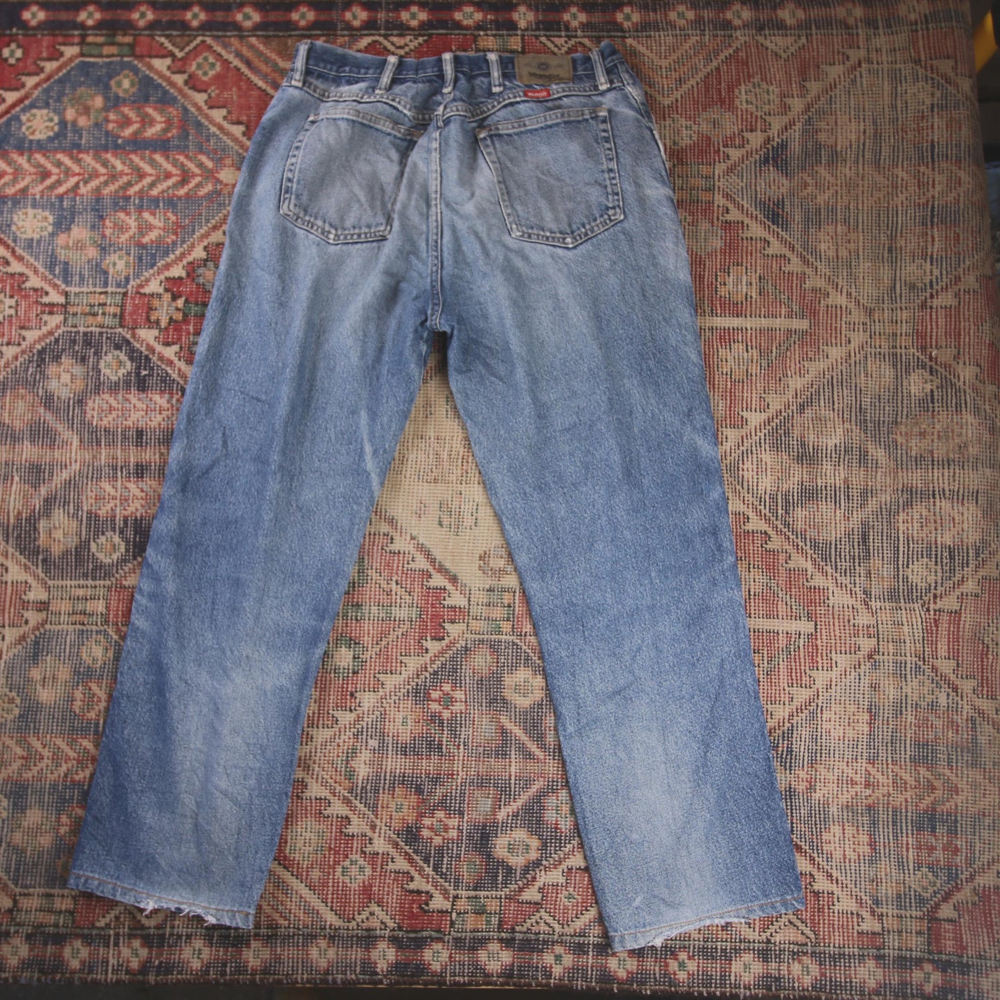 Wrangler W36 L29 Straight Leg Relaxed Fit Blue Denim Jeans