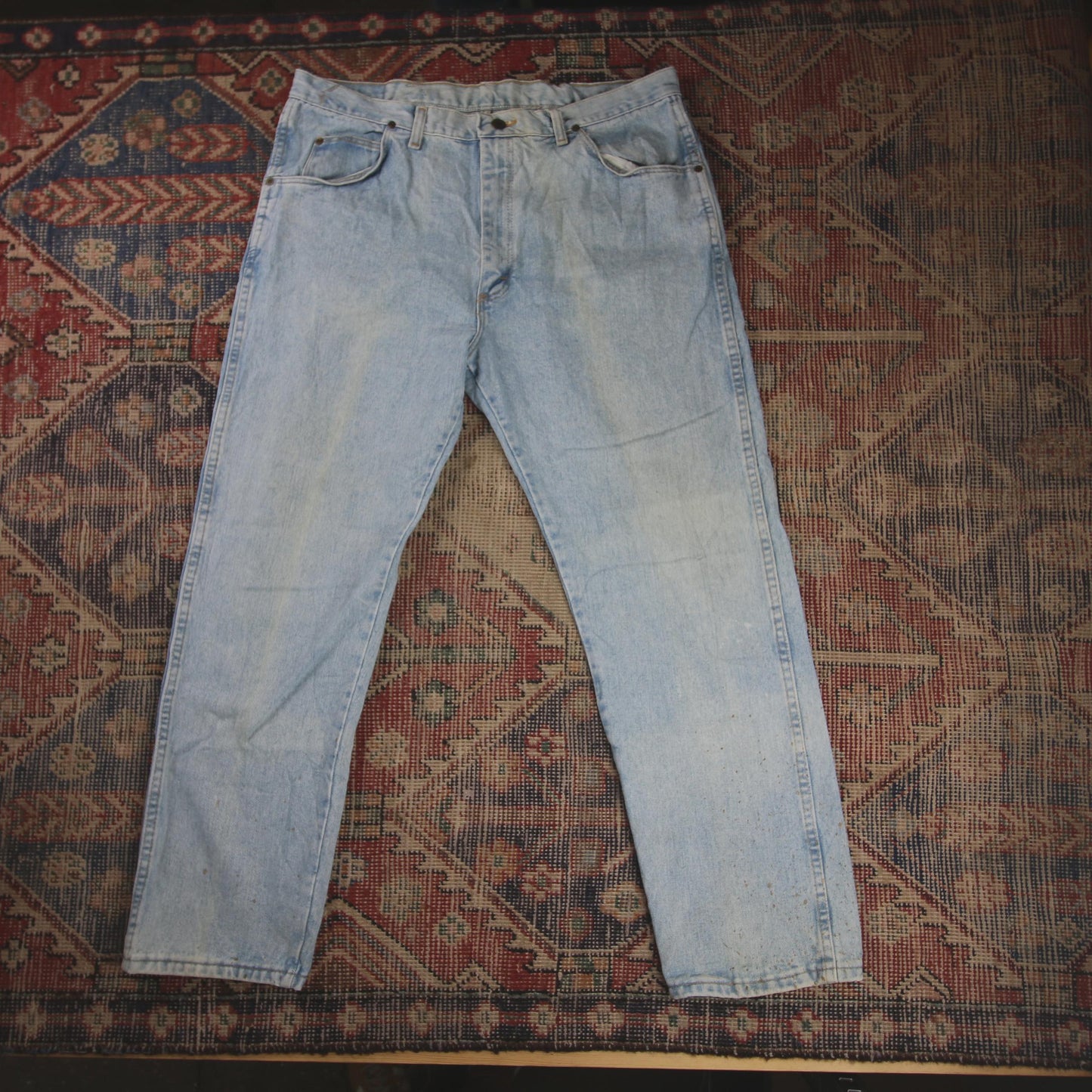 Wrangler W36 L28 Straight Leg Relaxed Fit Blue Denim Jeans