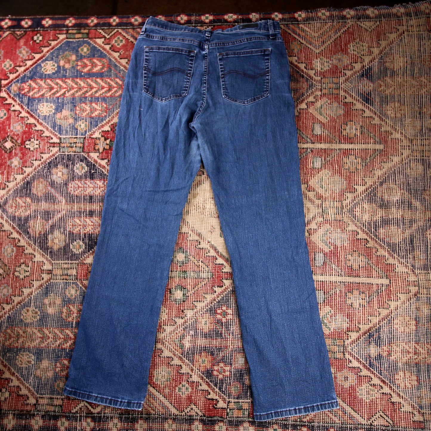 Lee W34 L32 Straight Leg Relaxed Fit Blue Denim Jeans
