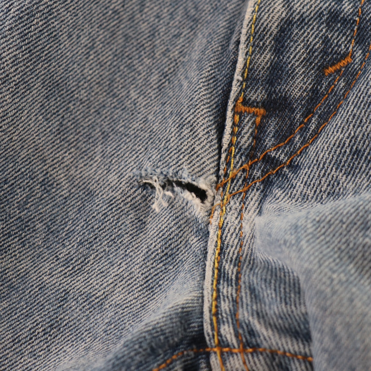 Levi's 505 Orange Tab W42 L30 Straight Leg Regular Fit Classic Ripped Style Blue