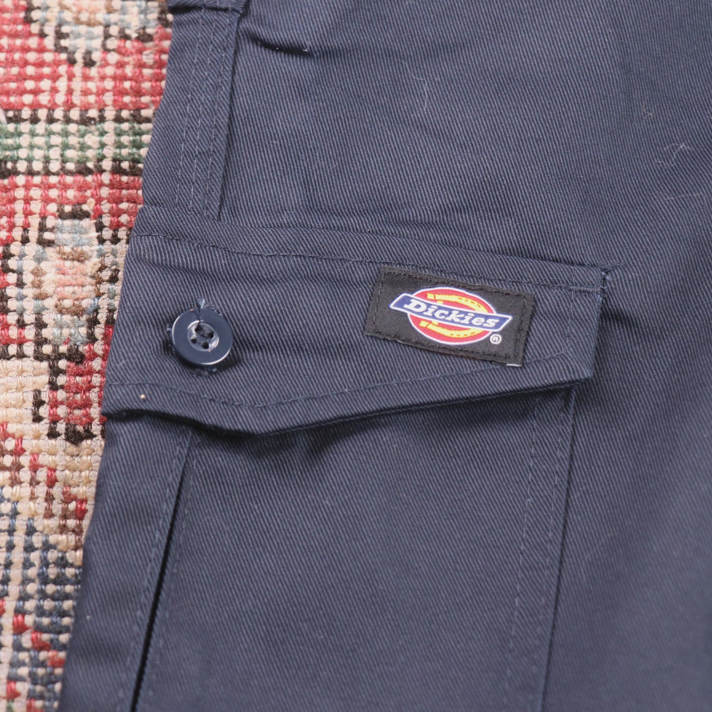 Dickies Double Knee W40 L31 Cargo Navy Cotton Blend Trousers