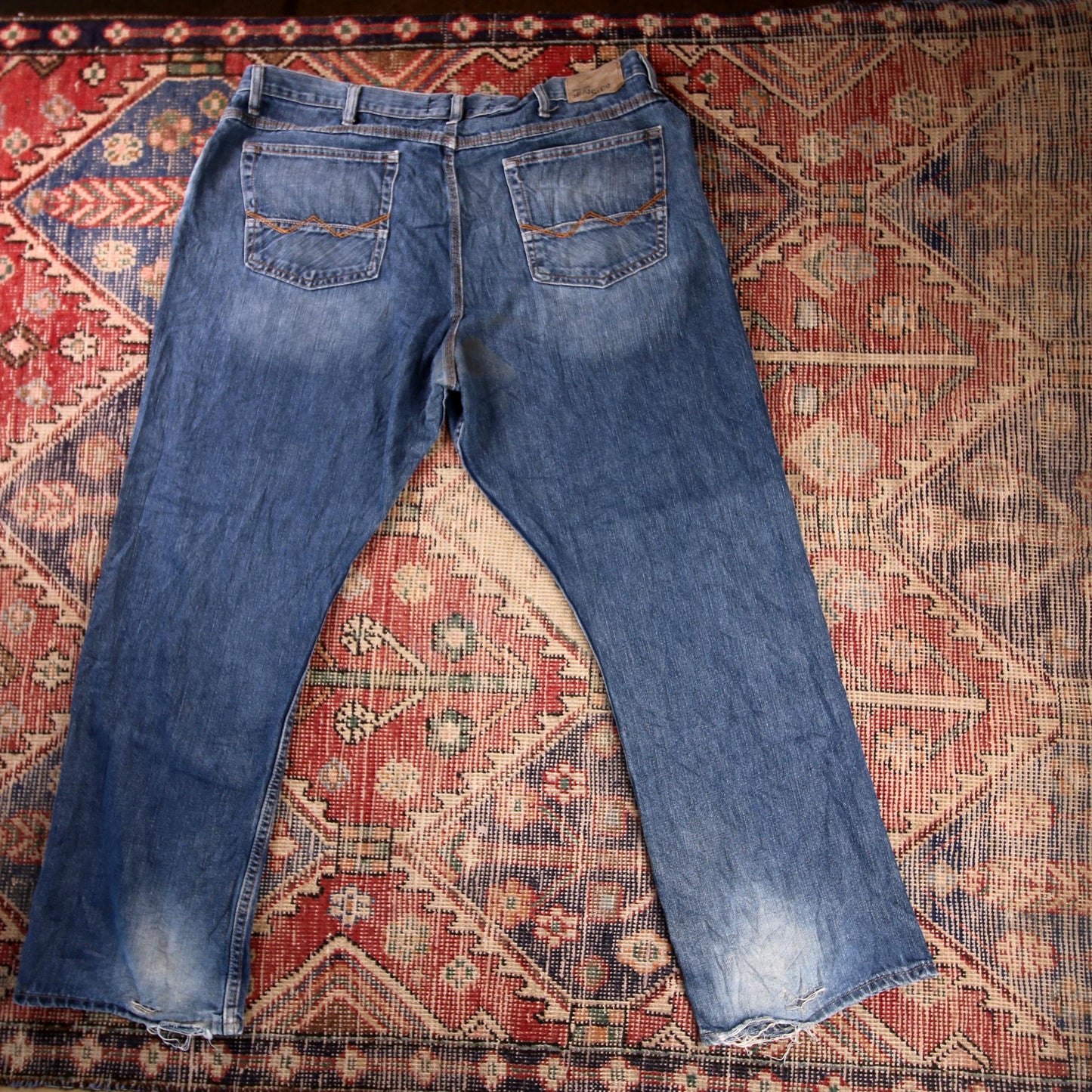 Wrangler W42 L29 Straight Leg Relaxed Fit Blue Denim Jeans