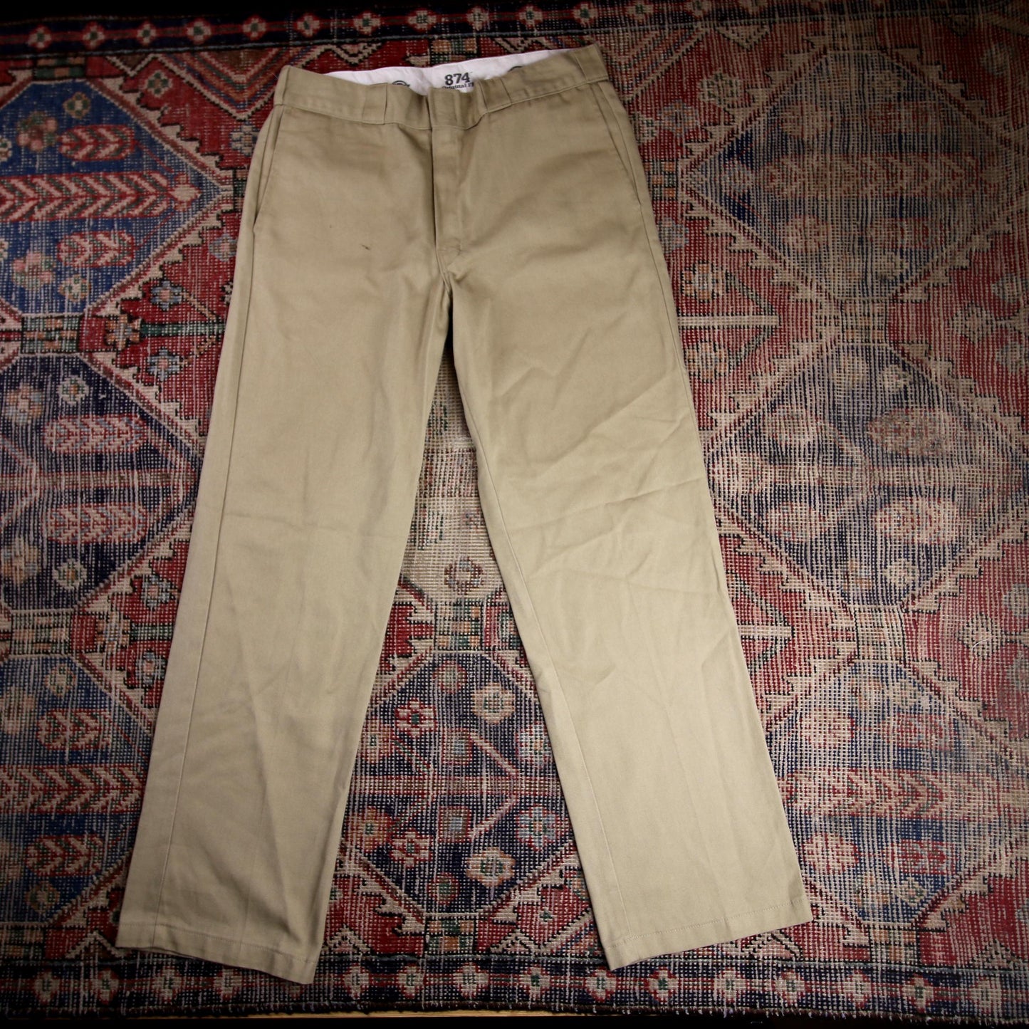 Dickies 874 W34 L32 Straight Leg Beige Cotton Blend Trousers