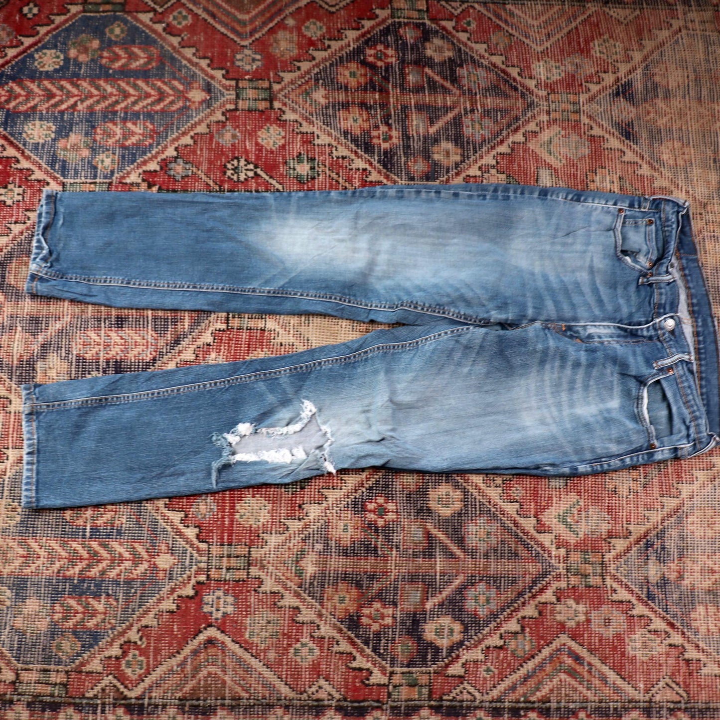 Levi's W30 L29 Straight Leg Classic Ripped Style Blue Denim Jeans