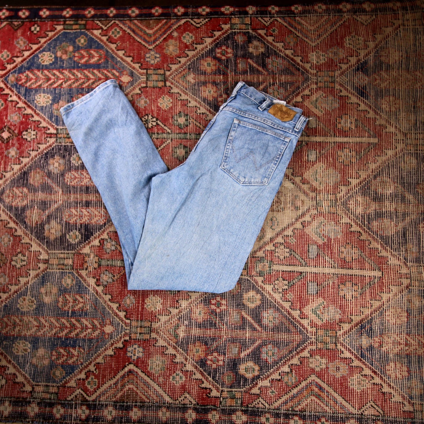 Wrangler W36 L34 Straight Leg Relaxed Fit Blue Denim Jeans
