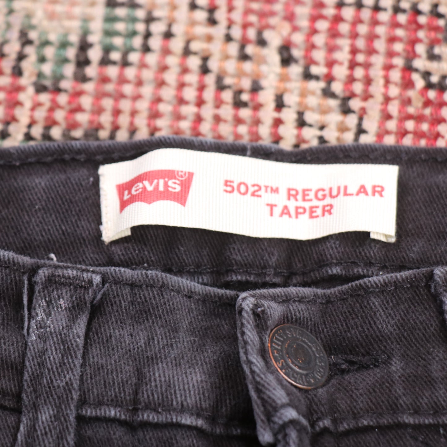 Levi's 502 W26 L26 Tapered Leg Regular Fit Black Denim Jeans