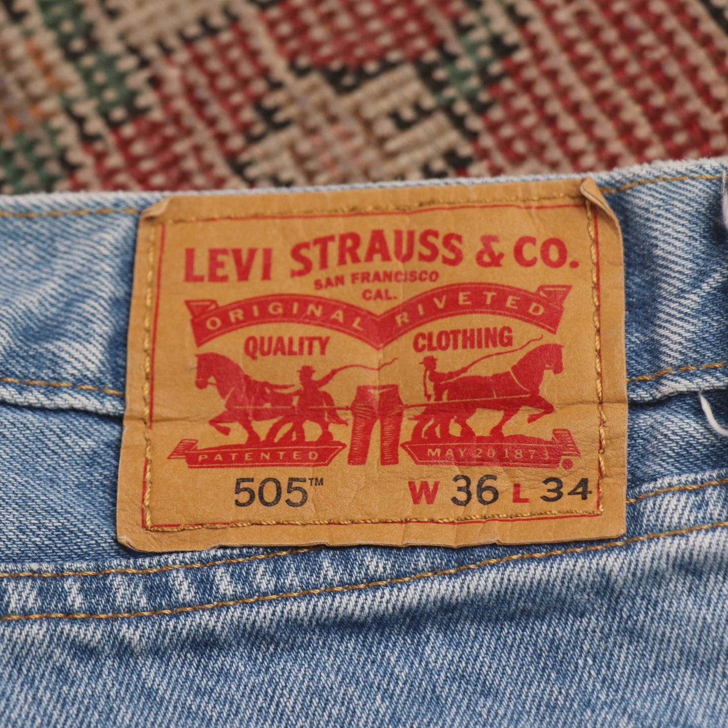 Levi's 505 W36 L34 Straight Leg Regular Fit Blue Denim Jeans