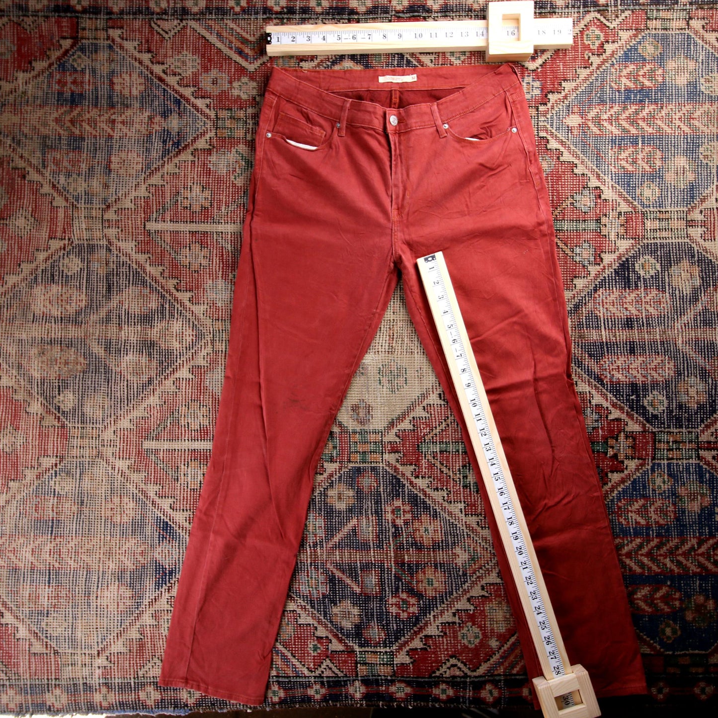 Levi's W32 L30 Mid Rise Skinny Fit Red Denim Jeans