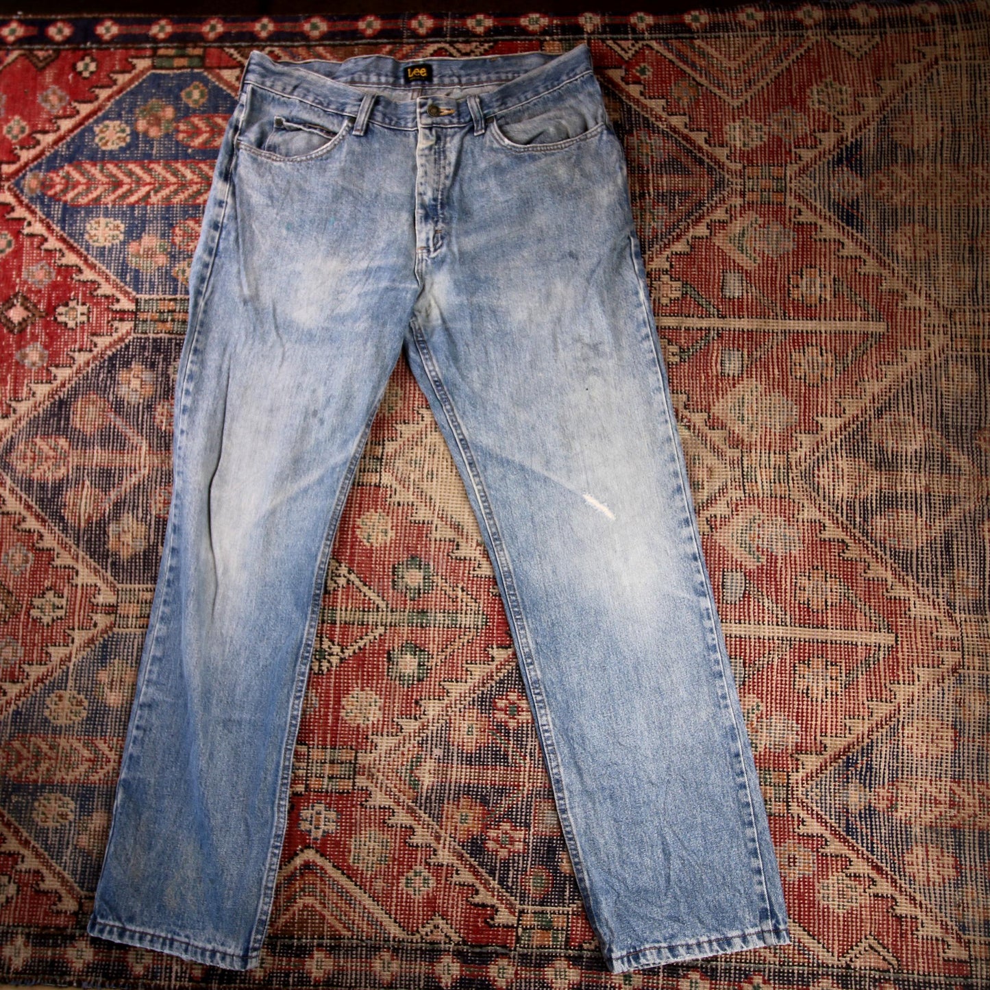 Lee W34 L32 Straight Leg Relaxed Fit Blue Denim Jeans
