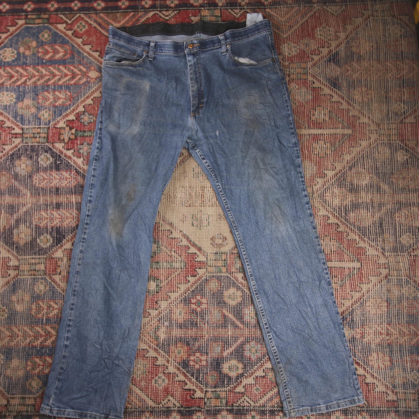 Wrangler W40 L30 Straight Leg Regular Fit Blue Denim Jeans