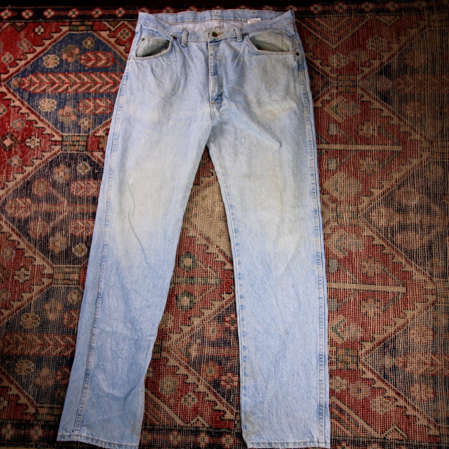 Wrangler W36 L33 Straight Leg Relaxed Fit Blue Denim Jeans