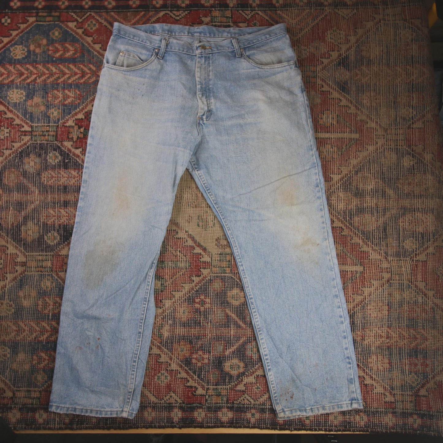 Wrangler W38 L30 Straight Leg Relaxed Fit Blue Denim Jeans
