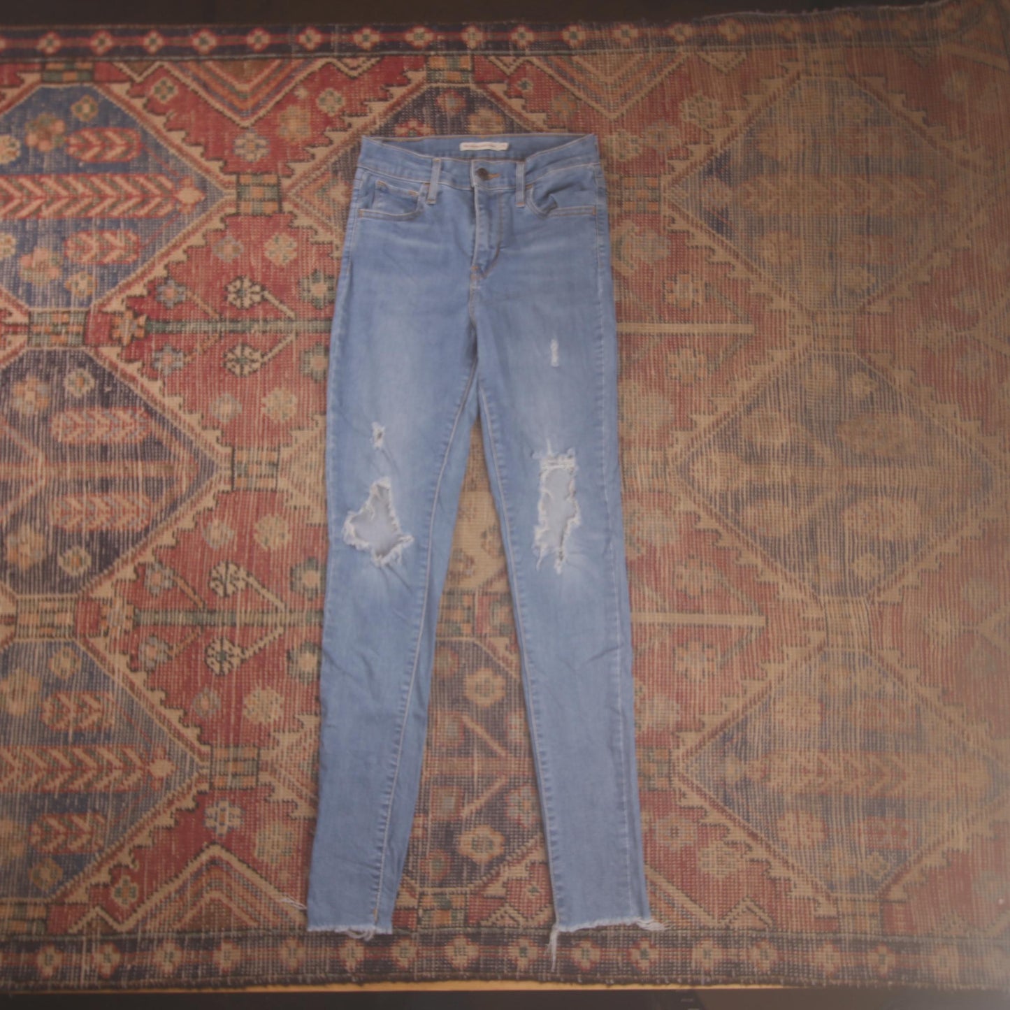 Levi's W26 L29 Skinny Classic Ripped Style Blue Denim Jeans