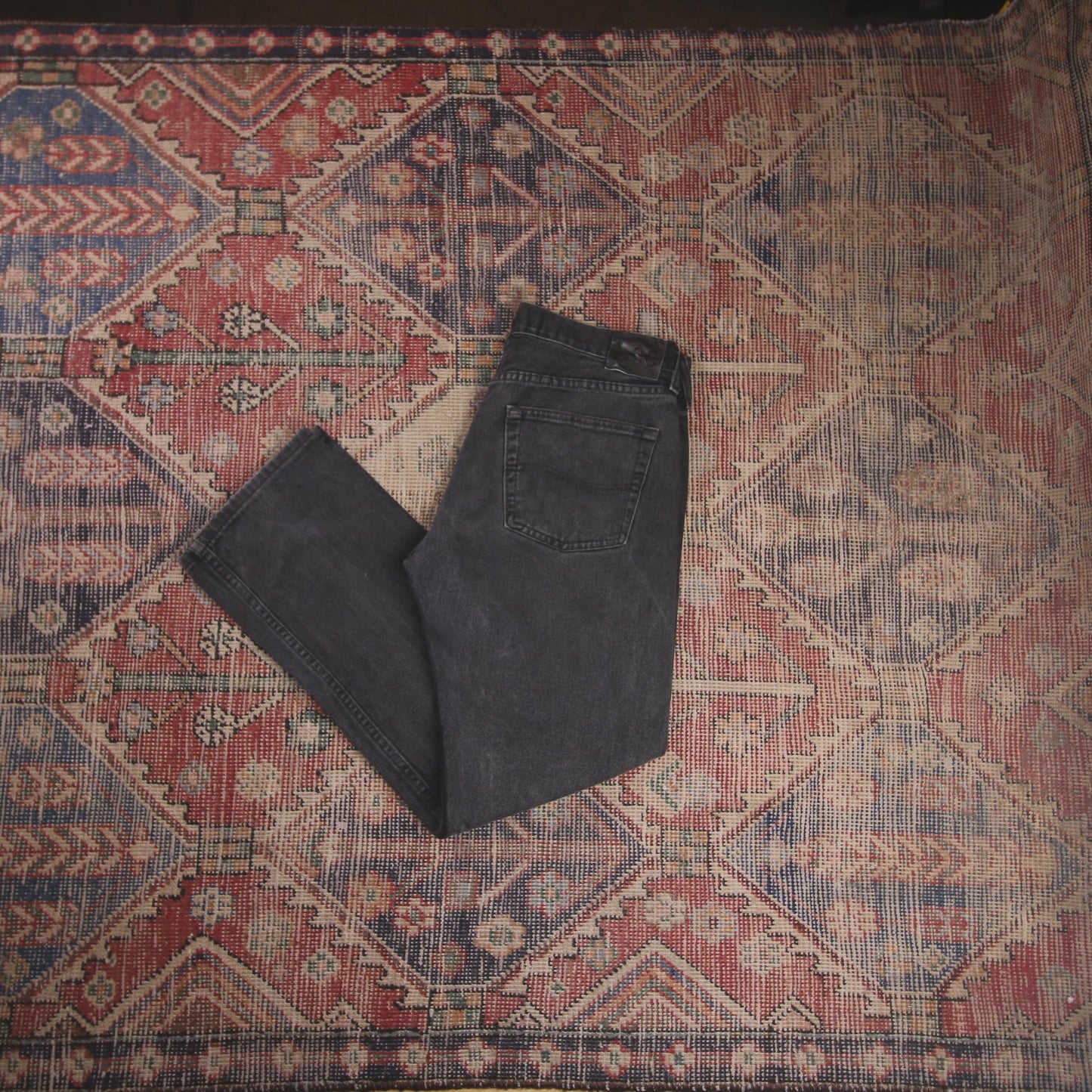 Lee W32 L29 Straight Leg Loose Fit Black Denim Jeans