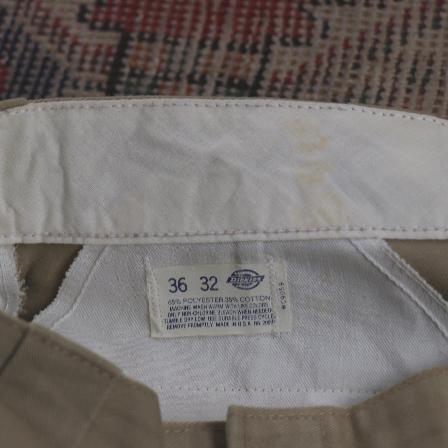 Dickies W34 L30 Straight Leg Beige Cotton Blend Trousers