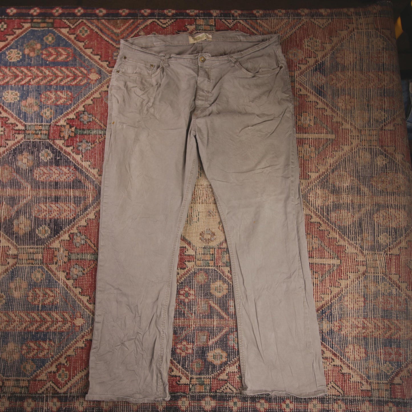 Wrangler W38 L30 Straight Leg Relaxed Fit Brown Cotton Blend Trousers