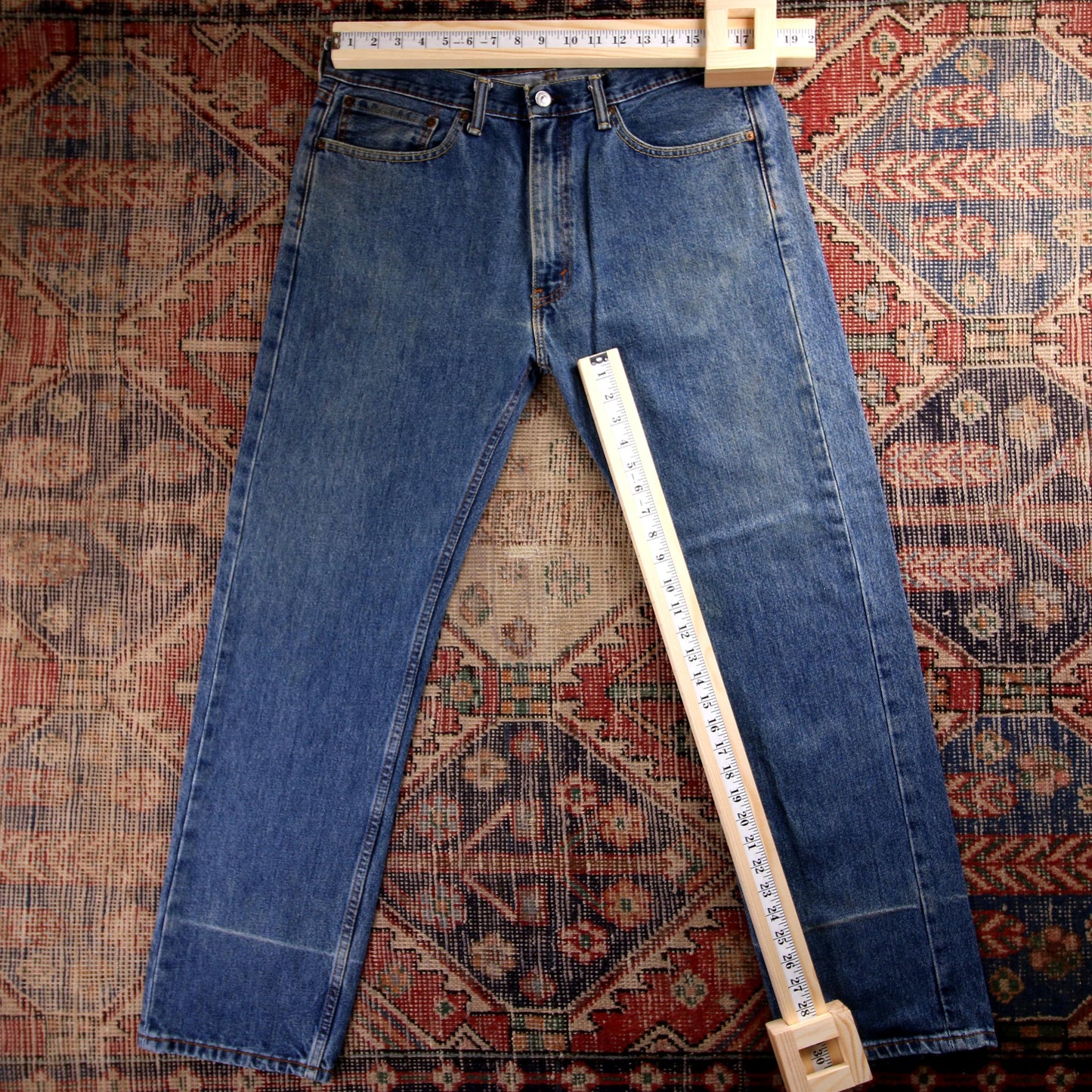 Levi's 505 Red Tab W34 L30 Straight Leg Regular Fit Blue Denim Jeans