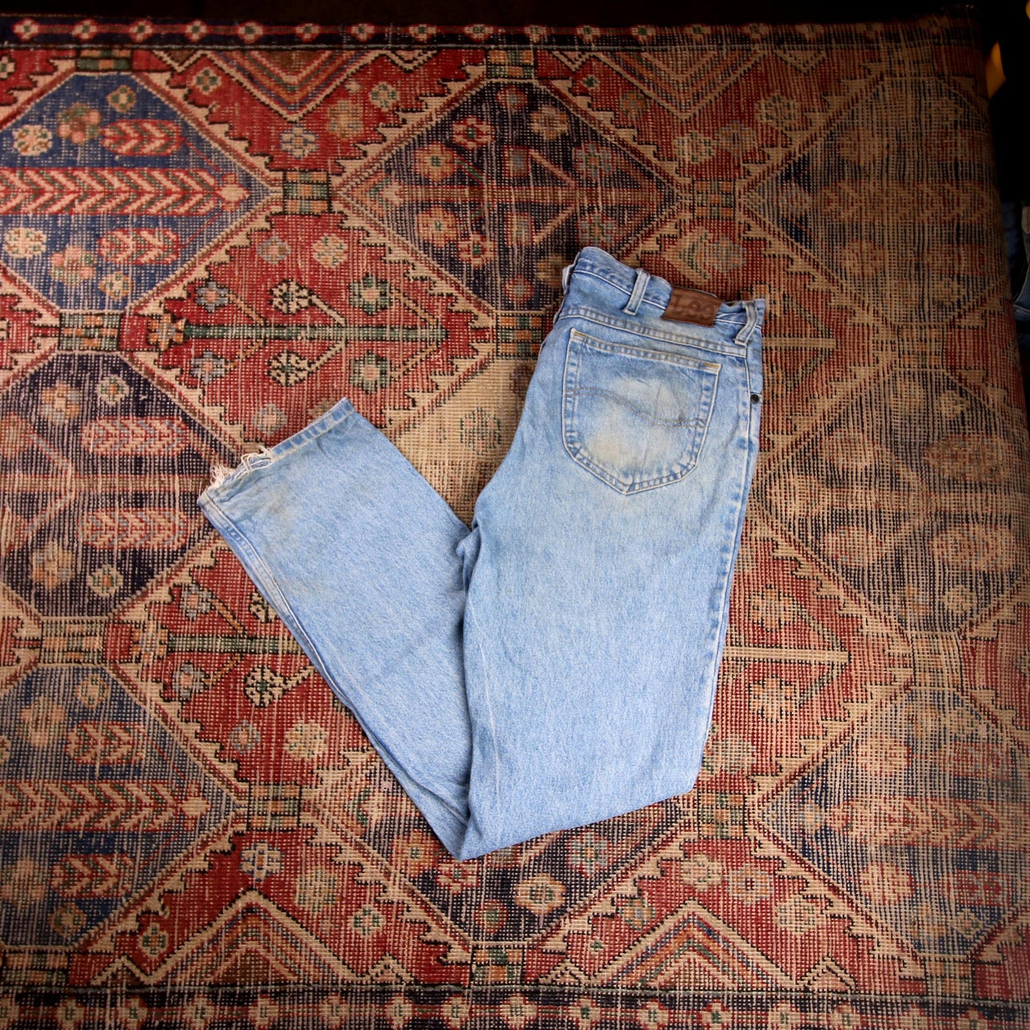 Lee W38 L34 Straight Leg Relaxed Fit Blue Denim Jeans