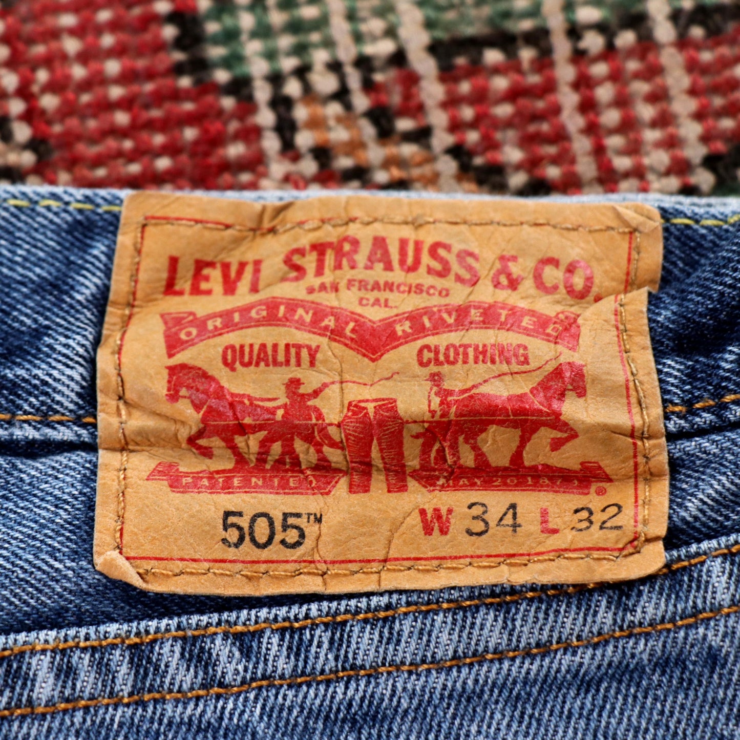 Levi's 505 Red Tab W60 L30 Straight Leg Regular Fit Blue Denim Jeans