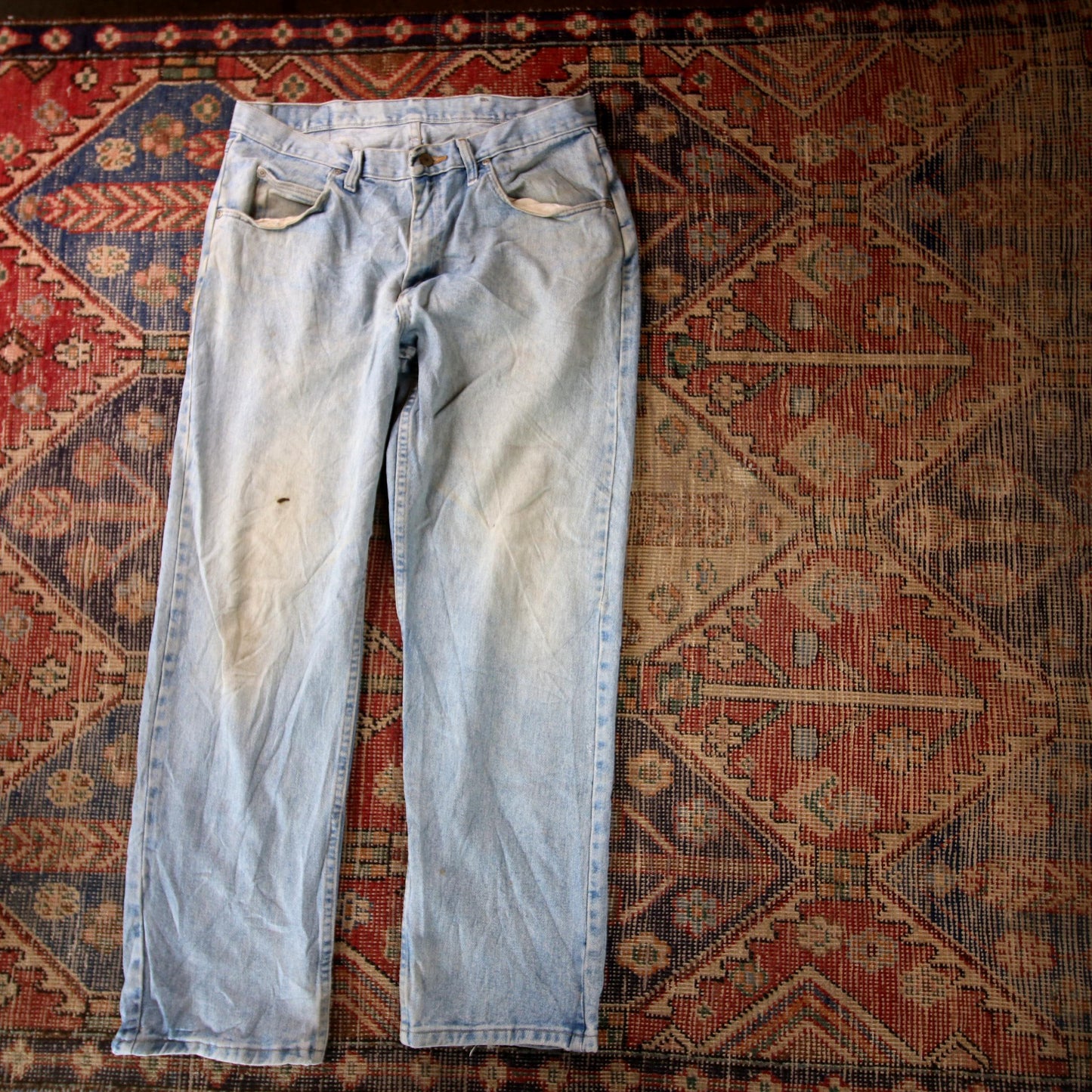 Wrangler W34 L30 Straight Leg Relaxed Fit Blue Denim Jeans
