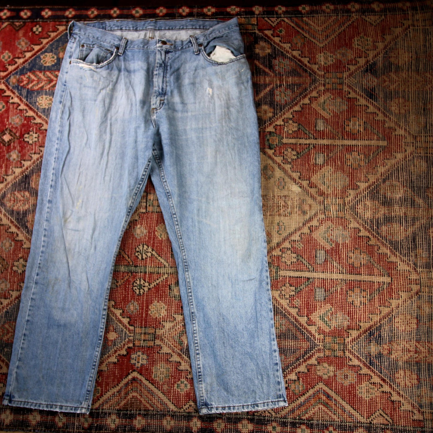 Wrangler W40 L30 Straight Leg Relaxed Fit Blue Denim Jeans