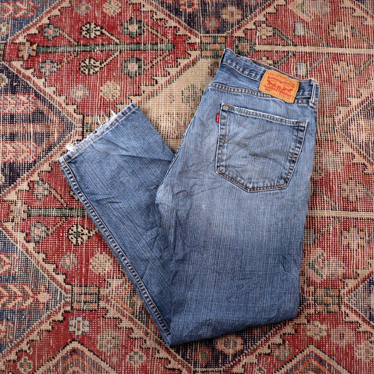Levi's W34 L30 Straight Leg Classic Ripped Style Blue Denim Jeans